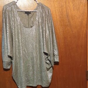 Kim & Cami Silver Dolman Sleeve 3/4 Sleeve Relaxed Blouse